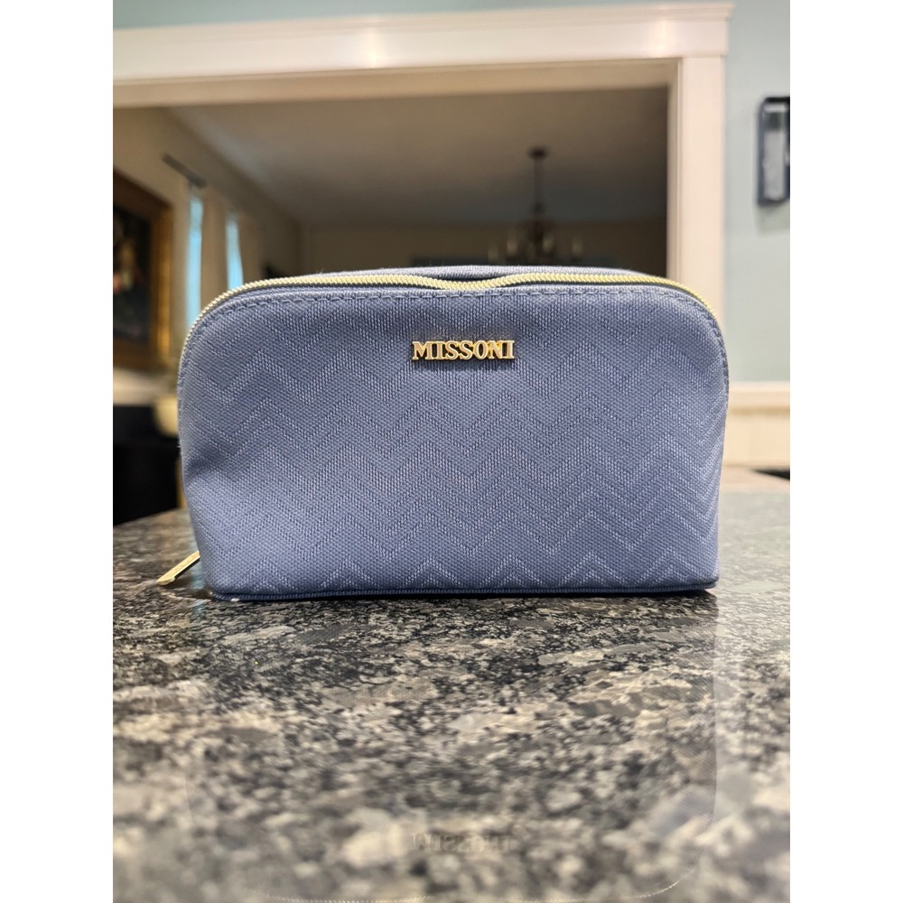 Missoni x Delta One Amenity Kit Bag Blue Chevron Cosmetic Toiletry Travel Case